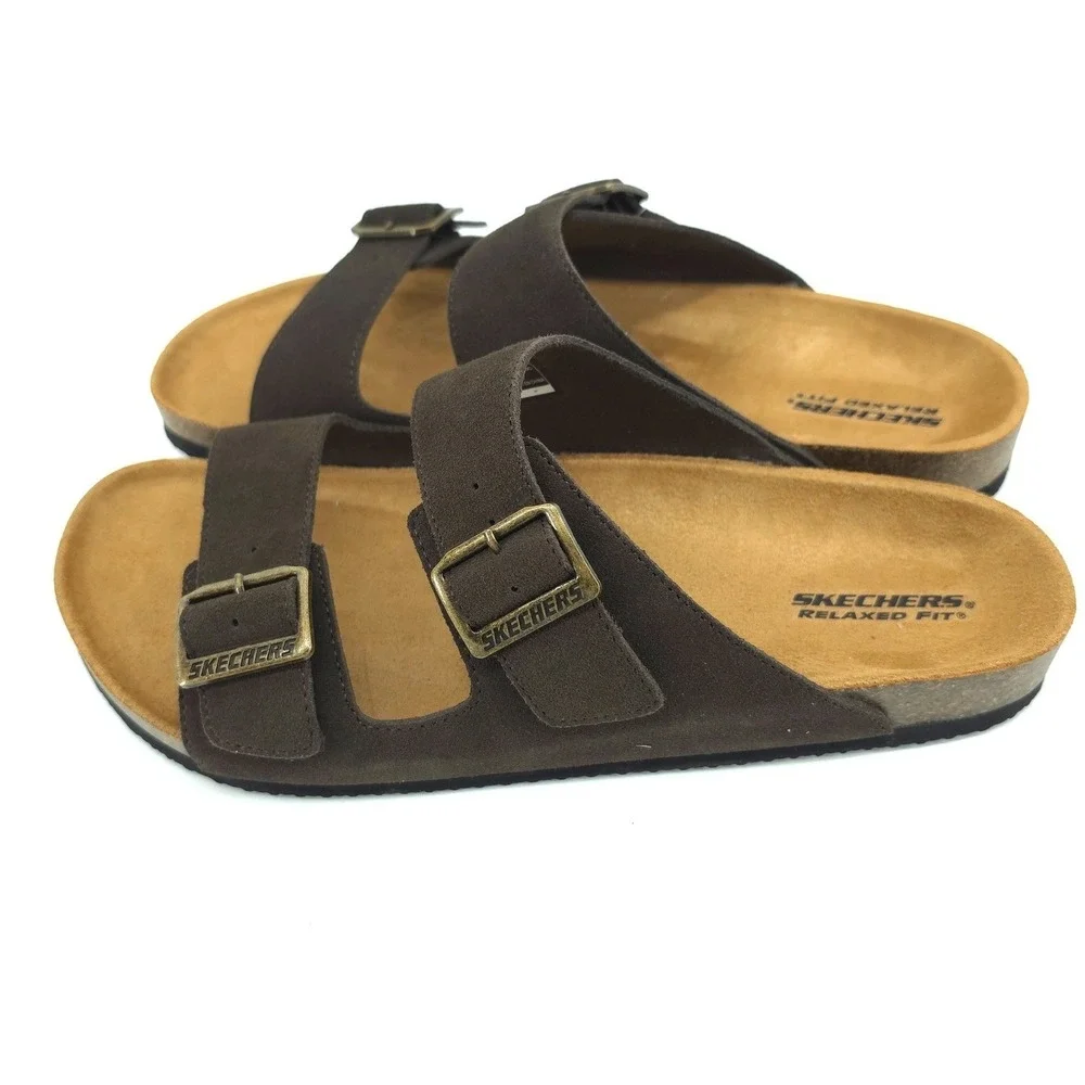 Skechers Mens Aidan Leelan Slide Sandal size 9 Chocolate Brown  Relaxed Fit new